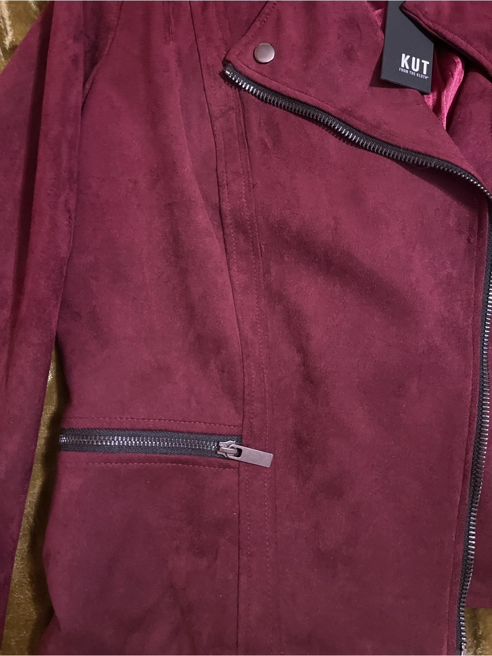 Kut from the Kloth Wine Suede Moto Jacket - Picture 4 of 6